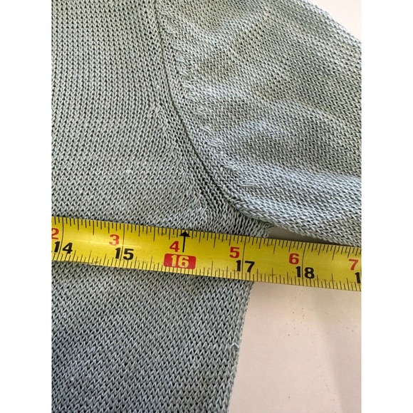 J Jill Sweater Womens MP Petite Cardigan Linen Blend Open Front Mint Pocket D50 - Picture 4 of 4